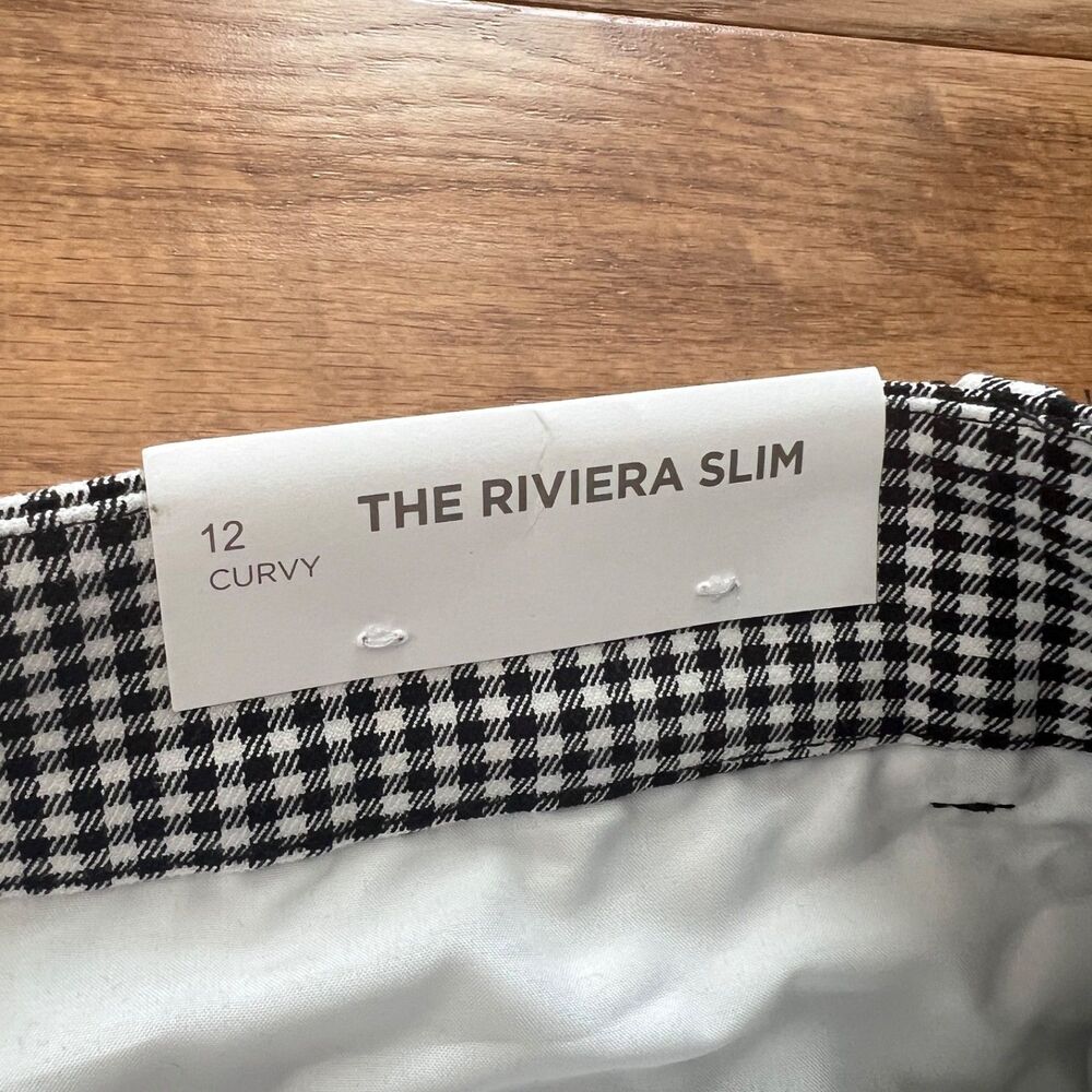 NWT Loft The Riviera Slim Pants Size 12 Curvy Black/White Houndstooth - Picture 5 of 12